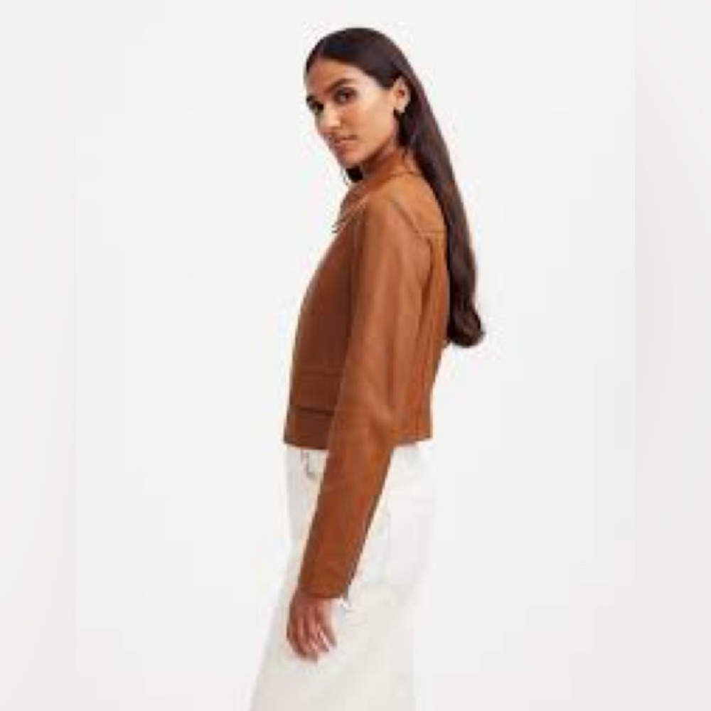 Madewell NWT shrunken zip-front leather jacket in cedar - Picture 6 of 11